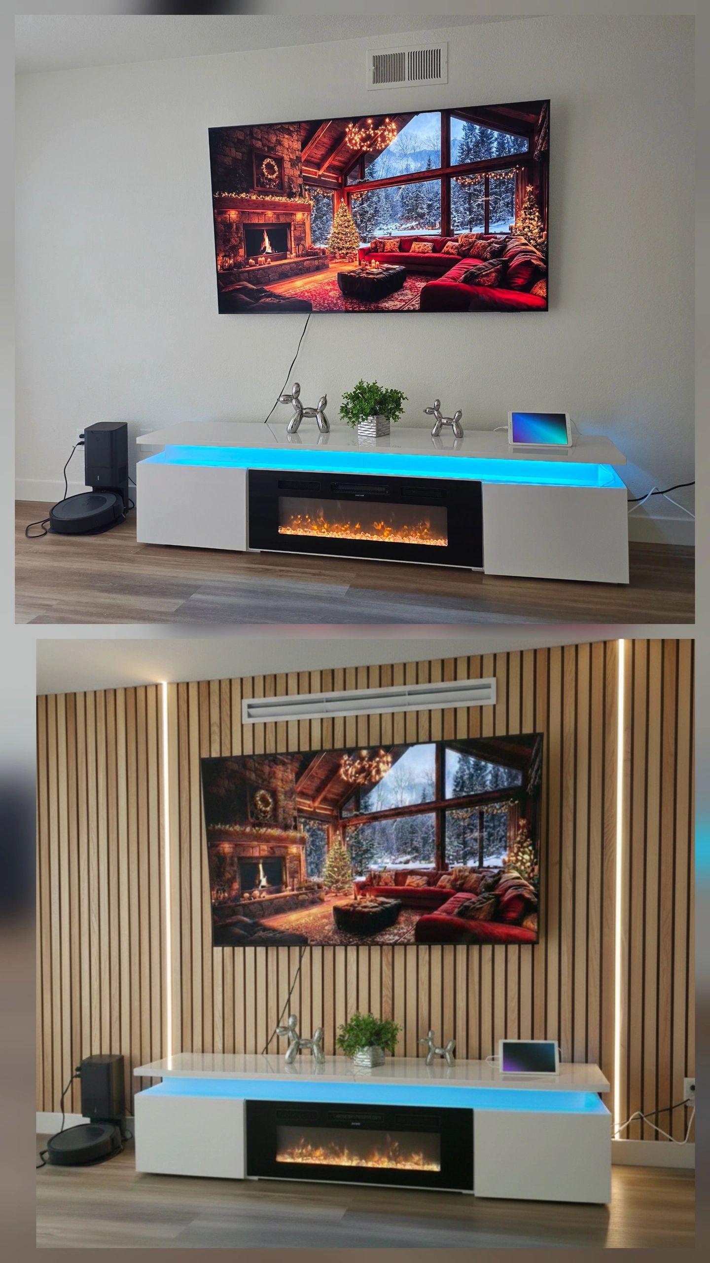 Modern fireplace and TV wall mount