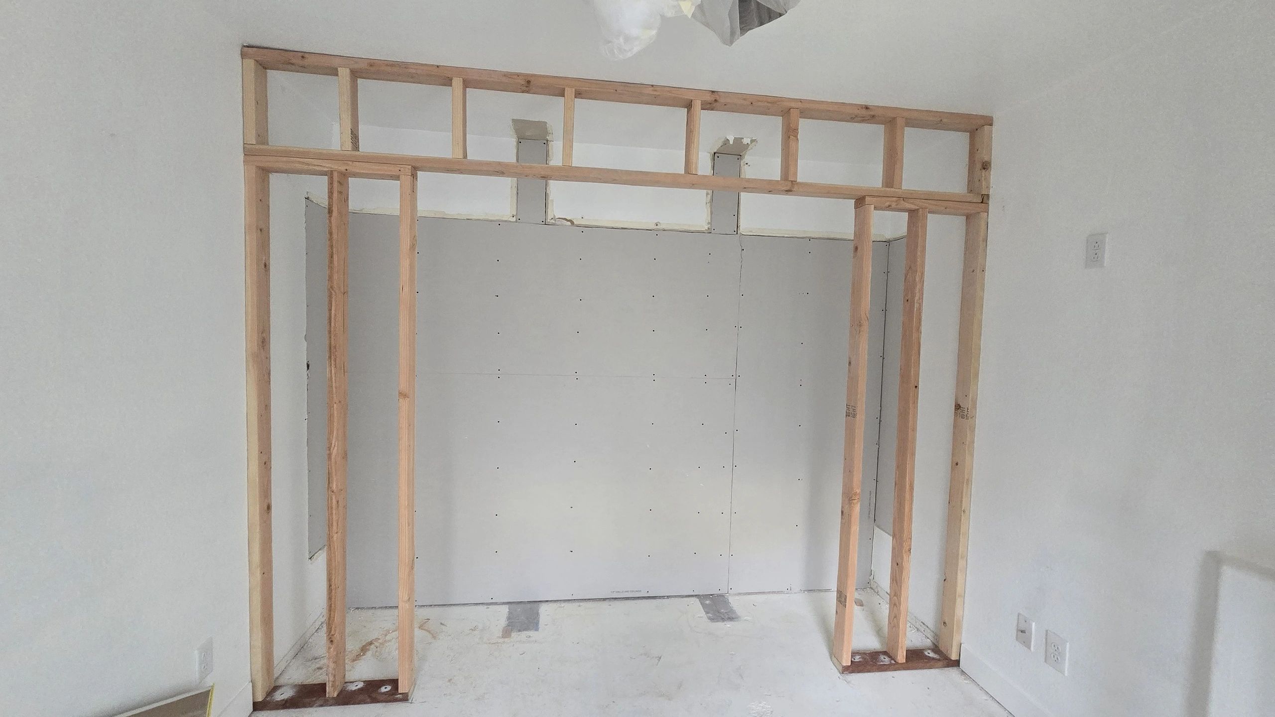 Interior renovation drywall framing